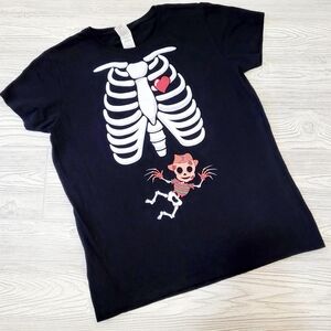 Maternity Funny Halloween Tshirt Size LG Black Nightmare Freddy Pregnancy Bump